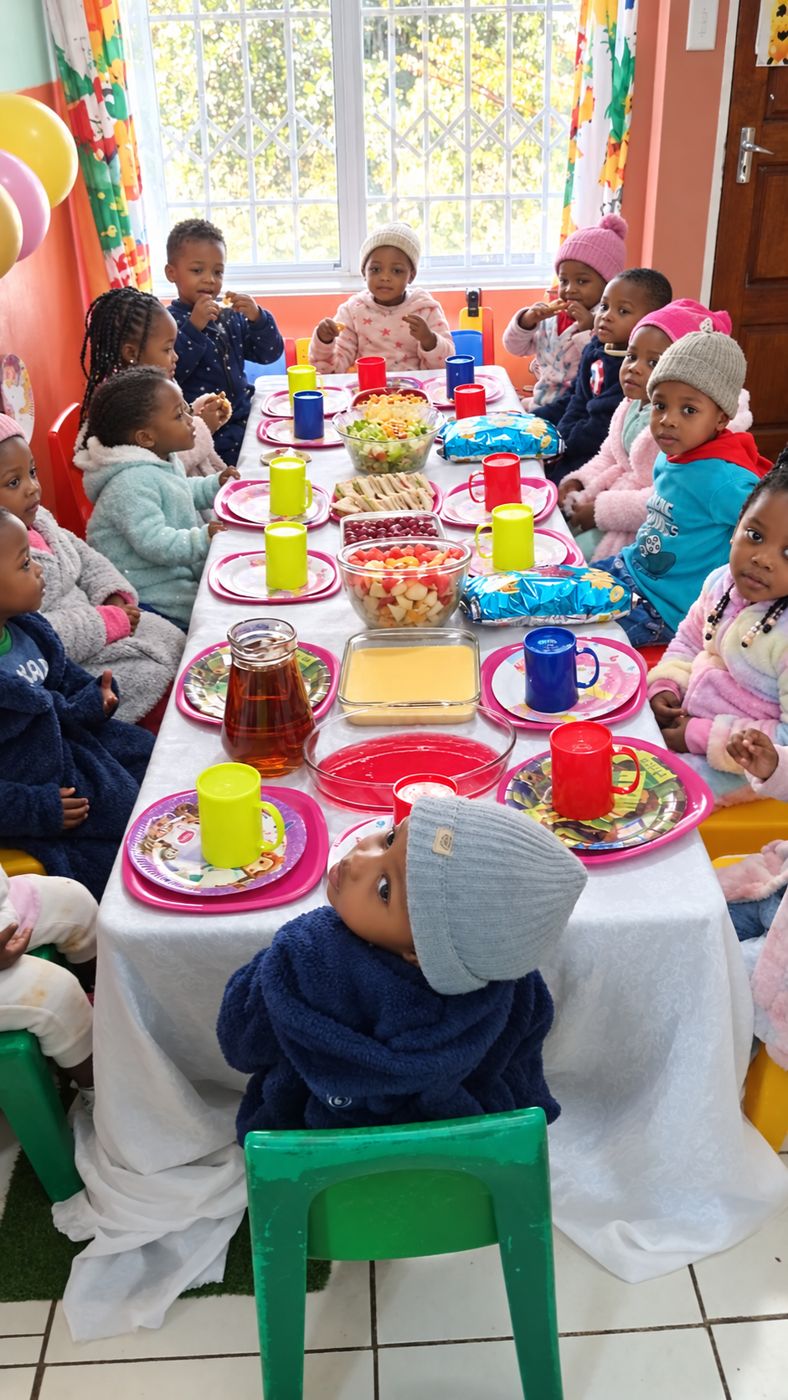 Pyjama day party with fruit and treats